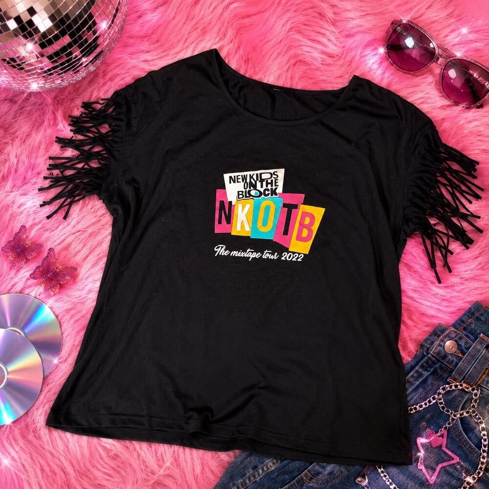 NKOTB New Kids On The Block Mixtape Tour 2022 Fringe Sleeve Graphic Tee